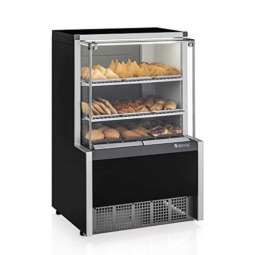 Vitrine Estufa MEQA-075R PR Preta Linha Aurora Gelopar Vidro Reto 0.75m 110V