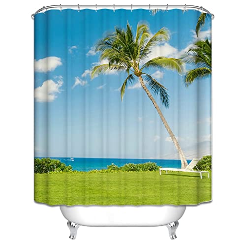 Rideau de douche vert bleu KnSam 165x200 cm en polyester imperméable - 3