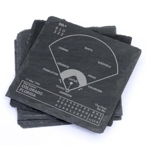 Greatest Marlins Plays: Slate Coasters (Set of 4) | Iconic Miami Baseball Moments | Unique Gift for Sports Fans