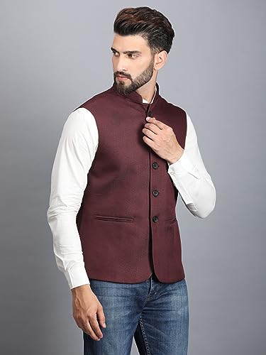 Image of Ethluxis Men's Designer Solid Nehru Jacket /Waist Coat /Bandhgala