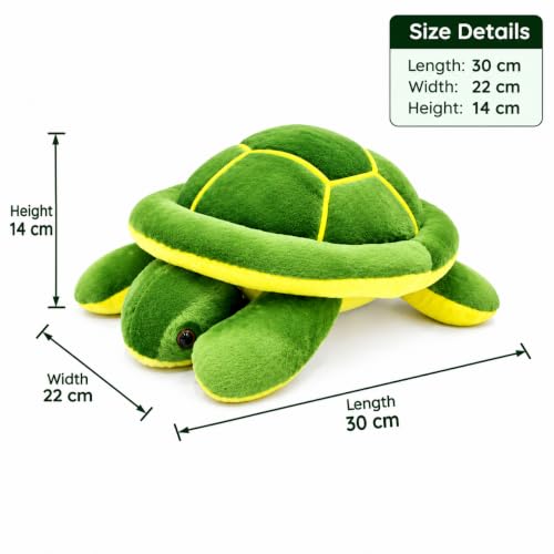 Image of TortoisePlush Sea Turtle Soft Toy, Dark Green and Yellow, 22 cm, Stuffed Animal for Kids, Modern Design, Tortoise Theme, Durable Quality (Big Green toto)
