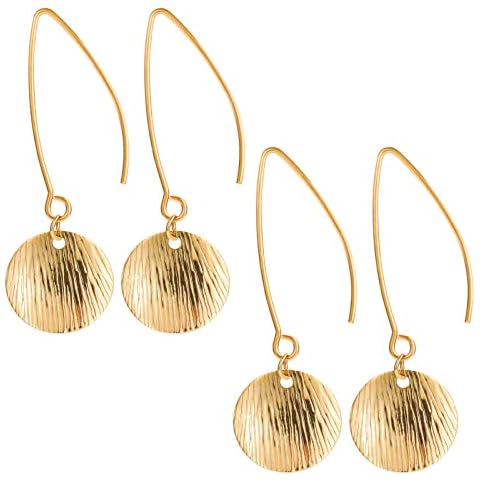 BTOYM Disc Dangle Earrings 18K Gold Plated Circle Drop Earrings Round Coin Dangling Earrings Vintage Statement Earrings for Women, Stainless Steel 18K Gold, No Gemstone Cover