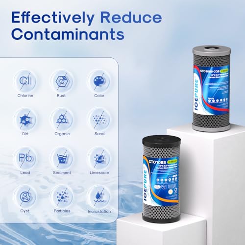 Image of ICEPURE 2-Stage 10 inch x 4.5 inch Whole House Carbon Water Filter Set, Activated Carbon and Lead Remove Cartridge Replacement for WFHDC8001, CB-BB-10, FXHTC, GXWH40L, GXWH35F, Pack of 1