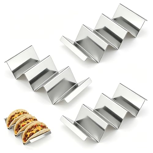 3 PcsTaco Holders Stainless Steel Taco Stand Holder Tortilla HoldersTaco Rack Metal Taco Holder Stand Tray with Handles for Tacos Shells Each Holds Up to 3 Tacos for Home Restaurant