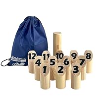 Number Kubb Toss Game Stick Throwing Game made of Hardwood (with Carry Bag, Backyard)
