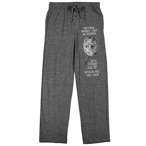 Bioworld Friday The 13th Jason Voorhees' Warning Men's Graphite Heather Sleep Pajama Pants