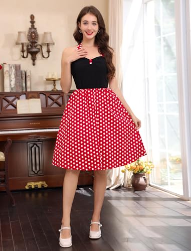 Image of 1950s Dresses for Women Vintage 50s Polka Dot Pinup Retro 40s 60s Rockabilly Audrey Hepburn Tea Party Cocktail Swing Dress