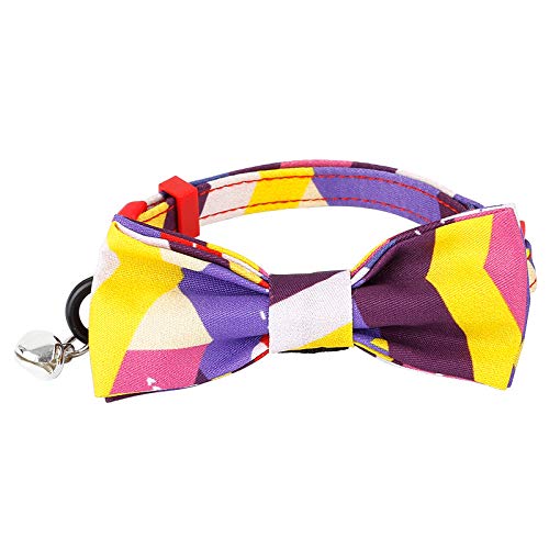 Halsband mit Fliege für Katzen und Hunde, leicht einstellbar von 20-30cm Halsumfang, mit Verschluss & Glocke & Karabiner (Multicolor) Cover