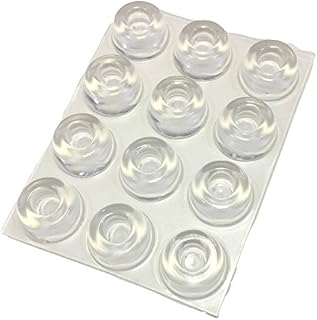 Small Clear Door Knob Bumpers (Set of 12) Self-Adhesive Door Stoppers Wall Protectors Rubber Feet for Speakers, Electronics, Furniture