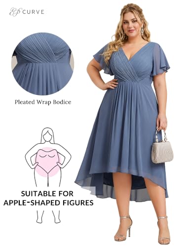 Image of Ever-Pretty Plus Women's Chiffon Midi Plus Size Formal Wedding Guest Dress
