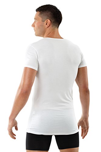 Men's v-Neck Business Undershirt with Short Sleeves Micromodal Light White3