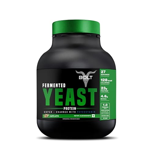 Image of Bolt Fermented Yeast Protein 2 LB | 23g Protein |Cafe Latte | Fast Absorption Vegan Protein Powder | Gut Friendly | Muscle Recovery | PDCAAS of 1
