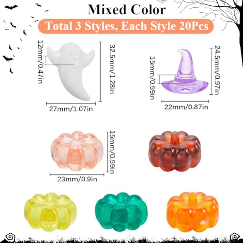SOFPLATE 60Pcs Halloween Vase Filler Decor Pumpkin Vase Fillers Mini Witch Hat Ghost Transparent Centerpieces Table Decorations jewellery Making Findings for Home Decor Holidays Supplies DIY Crafts - Image 2