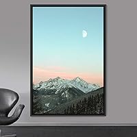Framed Canvas Wall Art Moon Astronomy & Space Bedroom Colorful Contemporary Moon Multicolor Photography - 16x24 inches