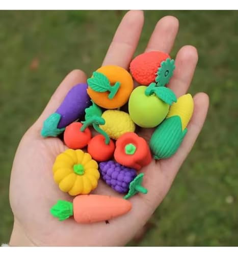 Image of Fruit Shaped Eraser Set (4 Pcs) - Multicolor Rubber School Eraser - Cute Designer Shapes, Multi-Color