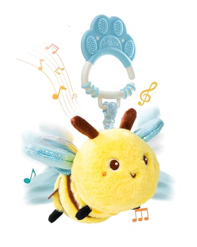 Image of Jollybaby Musical Flying Bee Toy - Car Seat, Stroller, Crib & Play Gym Hanging Toys for Baby 0-6-12-24 Months, Tummy Time Sensory Toy for Infant Boys and Girls Easter Gifts