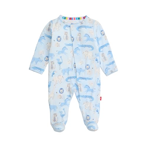 Image of Magnetic Me Boys Modal Magnetic Baby Footie Pajamas | Silky Soft Modal Fabric | Baby Sleepers Available in Sizes PRE - 24M