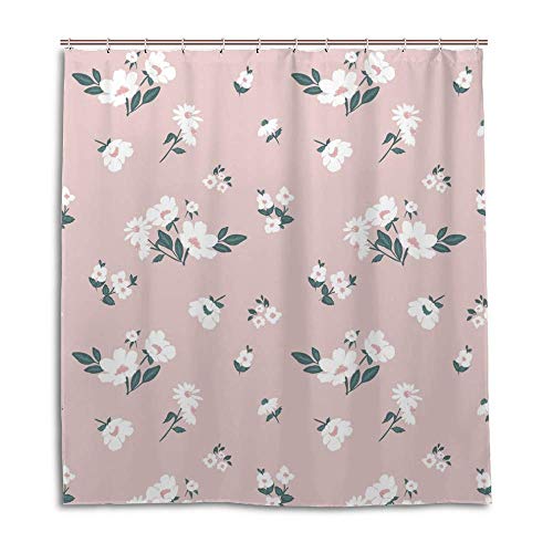 Rideau de douche anti éclaboussures polyester fleuri pour baignoire