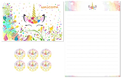 KUDOS.JP Unicorn Cute Kawaii 6 Envelopes 12 Letter Writing Stationery Paper Gift Set for Girls, Teen