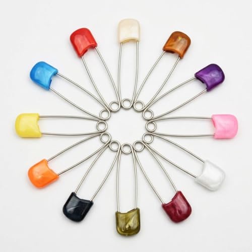 Image of Accessher Stunning Gold Plated Semi Precious Stones Studded Safety Pins /Saree Pins /Hijab Pins with Secure Closure for Women and Girls Pack of 12