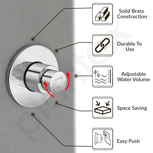 Image of Plantex Pure Brass 40mm Thread Diameter Metropole Flush Valve for Toilet /Toilet Flush /Flush Valve for Urinal Commercial and Residential Use -(ALD-1302-Chrome)