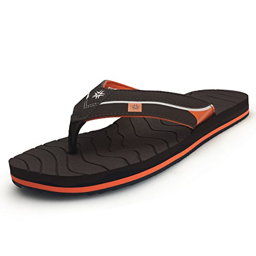 URBANFIND Men's Thong Sandals Comfortable TPR Non-Slip Flip Flops Athletic Supportive Beach Slippers Brown, 10 D(M) US