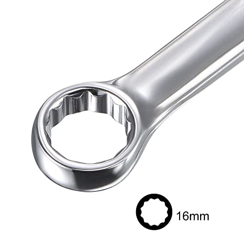 Uxcell Combination Wrench With Offset Box End And Angled Open End, Metric Mirror-Chrome Plated High Carbon Steel, 16Mm #TOP2