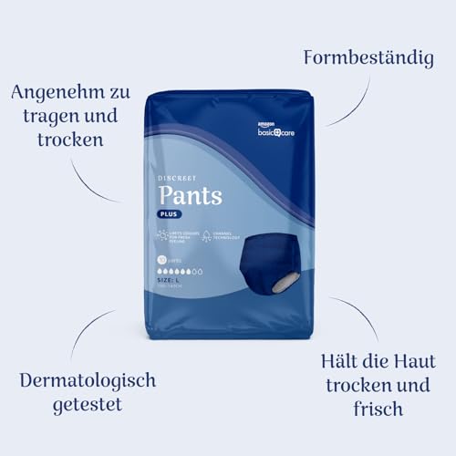 Amazon Basic Care Man Pants Plus Large – 40 Stück (4 Packungen à 10 Stück), Blau
