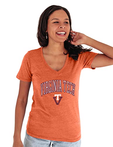 Blue 84 Camiseta Tri-Blend para Mujer, diseño Vintage de Arco sobre Color secundario