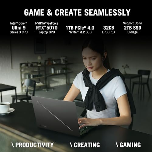 Image of ASUS ROG Zephyrus G14 (2026),Intel Core Ultra 9 386H (Series 3),RTX 5070-8GB,32GB RAM,1TB SSD,3K OLED,14 inch(35.5 cm),120Hz,Win 11,M365 Basic(1Y),Office 24,Gray,1.5 Kg,GU405AP-SY041WS,Gaming Laptop