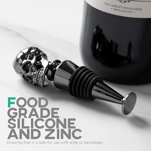 Homestia Skull Wine Stopper, Bottle Stopper Wine Saver, Reusable Wine Corks for Beverage, Wine Preserver Wine Saver Keep Wine Fresh, Wine Accessories Gifts for Wine Lovers, Wedding Favors