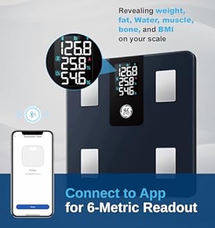 GE Smart Scale for Body Weight BMI Fat Muscle Mass with 14 Body Composition Metrics & All-in-one LCD Display, Digital Bathroom Weight Scales Bluetooth with App, Accurate Weighing Machine 400 lbs