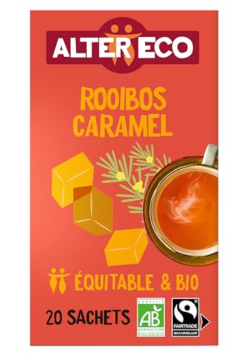 ALTER ECO - Infusion Rooibos Caramel - Infusion Bio & Equitable - Sans Théine - Boîte de 20 Sachets
