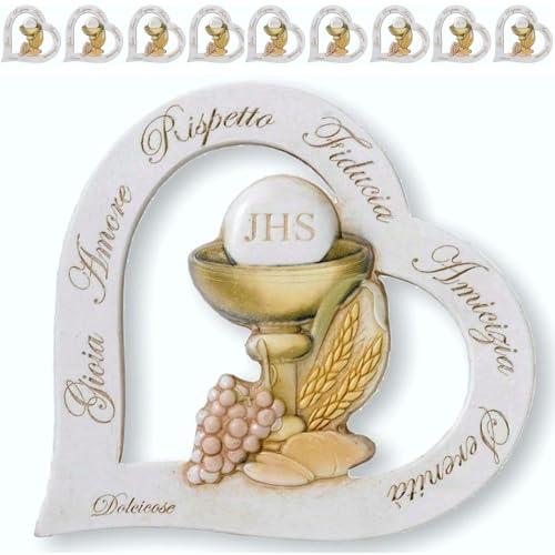 regalami.Shop 10 bomboniere per Comunione cm. 10x10 in pierta con bassorilievo Dipinto a Mano, Mde in Italy (Gretel Comunione, 10)