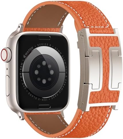 Charlam Leather Magnetic Watch Band, Compatible with Apple Watch Bands 40mm 38mm 41mm 42mm 44mm 45mm 46mm 49mm Women Men, Top Grain Leather Designer Strap for iWatch Series 11/10/9/8/7/6-1/Ultra 3/SE3