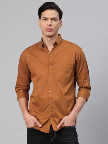 Image of Majestic Man Men's Cotton Slim Fit Solid Casual Shirt
