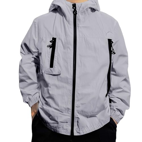 Men's Lightweight UPF 50+ Hoodie Jacket, Grey, XL