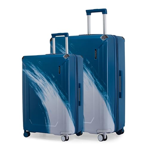 Image of Provogue Wave Hard-Sided PC Trolley Bag Set of 2 | Expandable Space with 8 Wheels Trolley Bags for Travel | Lightweight with TSA Lock | 3 Year Warranty (Admiral Blue)