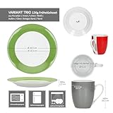 MamboCat Variant Trio 12tlg Frühstücksset I Je 6x kleine Teller & Kaffeebecher 350ml, Höhe 10,3cm für 6 Personen I Tasse, Kuchenteller I Porzellan-Geschirr für Frühstücks- & Kaffeezeit
