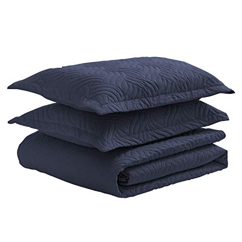 Luxe Bedding 3-Piece Oversized Quilted Bedspread Coverlet Set (Full/Queen, Wava/Navy) #TOP2