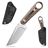 ALVELY Messer mit feststehender Klinge aus DC53-Stahl, rutschfester Griff aus G10, 19,4 cm lange feststehende Klinge, geeignet für Erkundungen, Wanderungen und als EDC-Messer (Weiße Klinge)