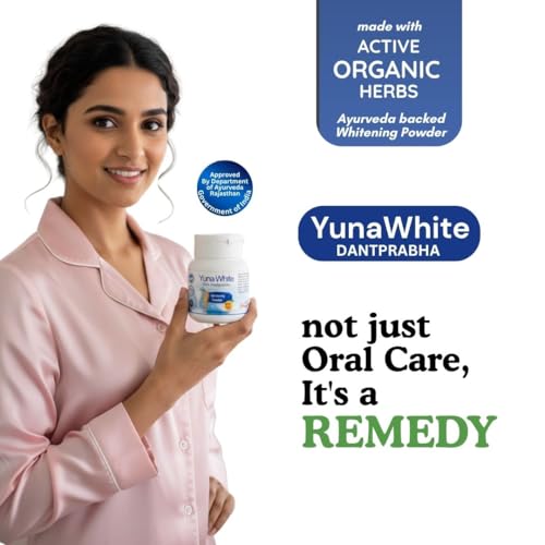Image of Yunawhite Dantprabha Ayurvedic Medicinal Teeth Whitening Powder | Natural Teeth Whitening & Stain Remover | Herbal Dant Manjan for Plaque & Tartar Control | Fluoride & SLS-Free| Heals Sensitive |Fights Cavities & Bad Breath|Organic & Vegan (Pack of 4)
