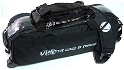 Vise Clear Top 3 Ball Tote Roller Bowling Bag with Shoe Bag- Black