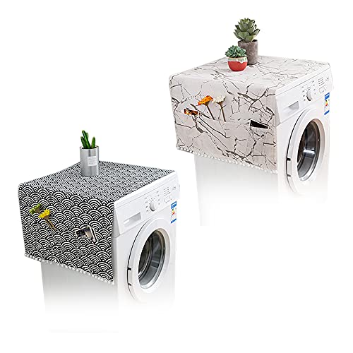2 Piezas Cubierta Antipolvo Lavadora,Cubierta Antipolvo Lavadora Refrigerador,Cubierta Polvo Refrigerador,con Bolsillos Laterales,para...