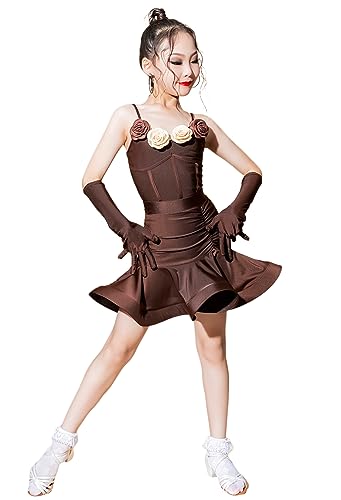 CRETUAO Fantasia de dança de salão latina para meninas, moda novas flores camisola collant de balé,