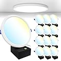 Sunco 12 Pack 6 Inch LED Canless Recessed Lighting, Slim Surface Mount Ceiling Light, Thin Round Flat Panel Fixture, 14W=100W, 1380 LM, Selectable CCT 2700K/3000K/4000K/5000K/6000K, Dimmable ETL