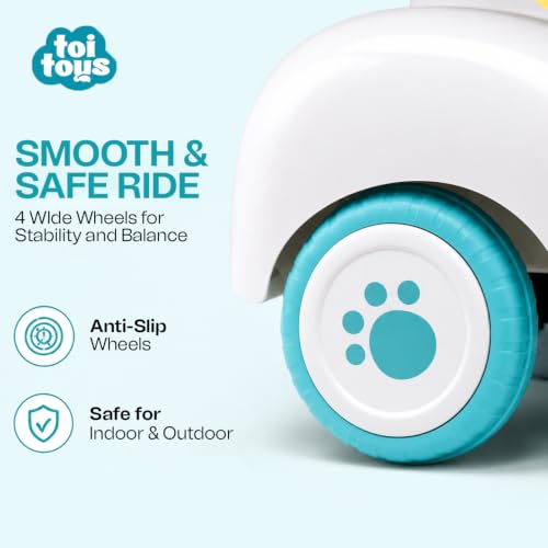 Image of ToiToys Elephant Ride On Toy for Toddlers 1 + Years Blue Push Car with Music and Lights Foot to Floor Vehicle PP Plastic