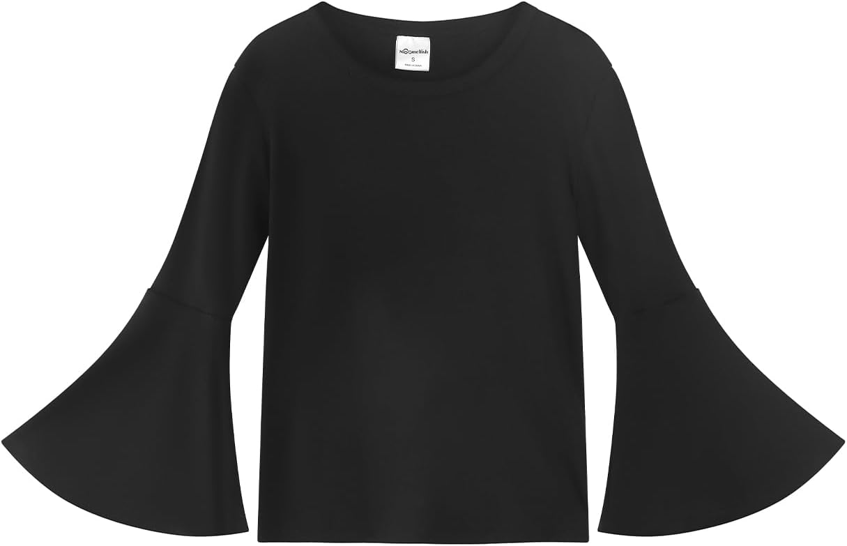 Noomelfish Girls Long Bell Sleeve Top Cute Western Shirts Blouse (5-12 Years)