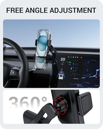 Image of BASENOR 2025 2026 Tesla Model Y 3 Phone Mount Holder Strong Adhesion 360 Adjustable Cell Phone Holder Stand Tesla Model Y Juniper Tesla Model 3 Highland Interior Accessories Fit for iPhone & Android