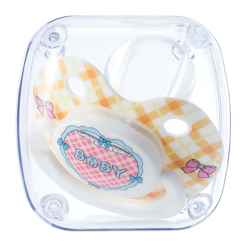 Image of Cute Adult Dummy: Big Shield Paci for Anxiety - Pretty Soft Silicone Nipple for Sleep - Butterfly Bows Large Binky for Autism with Case
